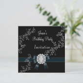 Invitation Diamant Joyau Noir Arc Argent (Debout devant)