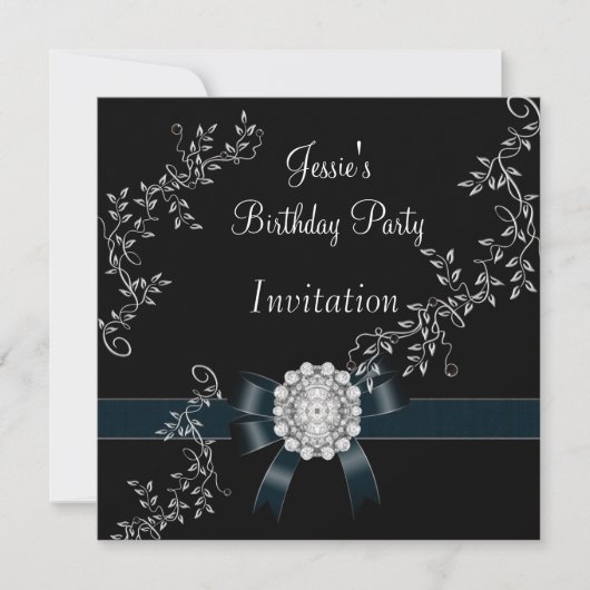 Invitation Diamant Joyau Noir Arc Argent (Devant)