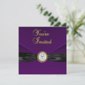 Invitation Diamant Joyau Noir Prune Pourpre Or (Debout devant)