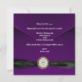Invitation Diamant Joyau Noir Prune Pourpre Or (Dos)
