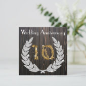 Invitation Diamant Laurier & Or 10e Anniversaire de Mariage (Debout devant)