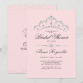 Invitation Diamant moderne Tiara FÊTE DES MARIÉES budget rose (Devant / Derrière)