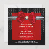 Invitation diamant noir arc rouge brillant luxe élégant (Devant)