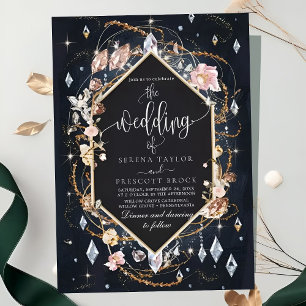 Invitation Diamant Noir Décoré Mariage de luxe