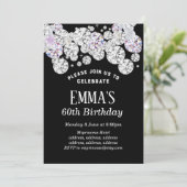 Invitation diamant noir élégant, parties scintillant annivers (Debout devant)