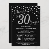 Invitation Diamant noir et argent 30e anniversaire (Devant / Derrière)