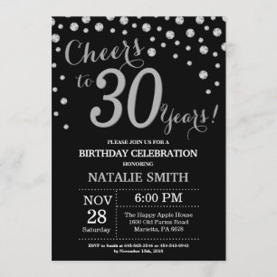 Invitation Diamant noir et argent 30e anniversaire