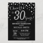 Invitation Diamant noir et argent du 30e anniversaire<br><div class="desc">30e anniversaire Invitation avec Arrière - plan Diamant de Parties scintillant noir et argent. Confetti d'argent. Anniversaire adulte. Hommes ou femmes,  anniversaire. Pour plus de personnalisation,  cliquez sur le bouton "Customiser" et utilisez notre outil de conception pour modifier ce modèle.</div>