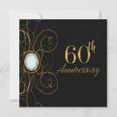 Invitation Diamant Noir & Or 60 60e Anniversaire (Dos)