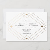 Invitation Diamant Or Blanc Géométrique Mariage Gatsby (Devant)