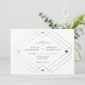 Invitation Diamant Or Blanc Géométrique Mariage Gatsby (Debout devant)