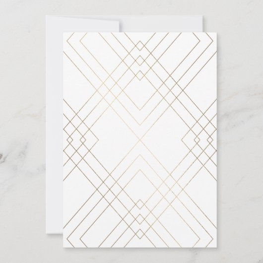 Invitation Diamant Or Blanc Géométrique Mariage Gatsby (Dos)