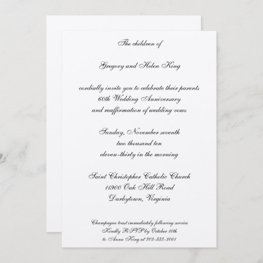 Invitation Diamant & Platine (Devant / Derrière)