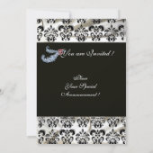 INVITATION DIAMANT PLUME OR NOIR SOIE DAMAS MONOGRAMME (Dos)