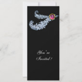 Invitation DIAMANT PLUMES MONOGRAMME, rubis rouge, rose (Devant)