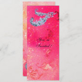 Invitation DIAMANT PLUMES , paillettes roses (Devant / Derrière)