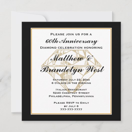 Invitation Diamant pour le 60e Anniversaire (Devant)