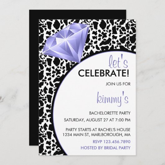 Invitation Diamant Ring Bling Bachelorette (Devant / Derrière)