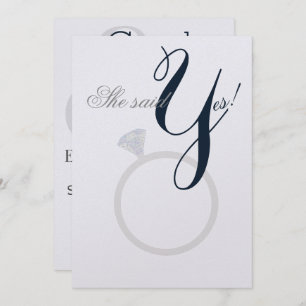 Invitation Diamant Ring Elle Dit Oui Marine Et Gris Party Car
