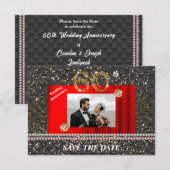Invitation Diamant rose 50e anniversaire Mariage Black Woven (Devant / Derrière)