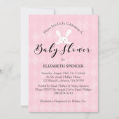 Invitation Diamant rose baby shower Bunny (Devant)