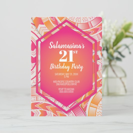 Invitation Diamant Rose et Orange Tatau (Debout devant)