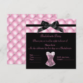 Invitation Diamant rose nouveau design corset noir classe (Devant / Derrière)