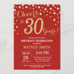 Invitation Diamant rouge et or 30e anniversaire<br><div class="desc">30e anniversaire Invitation avec Arrière - plan Diamant de la Parties scintillant Rouge et Or. Gold Confetti. Anniversaire adulte. Hommes ou femmes,  anniversaire. Pour plus de personnalisation,  cliquez sur le bouton "Customiser" et utilisez notre outil de conception pour modifier ce modèle.</div>