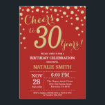 Invitation Diamant rouge et or 30e anniversaire<br><div class="desc">30e anniversaire Invitation avec Arrière - plan Diamant de la Parties scintillant Rouge et Or. Gold Confetti. Anniversaire adulte. Hommes ou femmes,  anniversaire. Pour plus de personnalisation,  cliquez sur le bouton "Customiser" et utilisez notre outil de conception pour modifier ce modèle.</div>