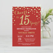 Invitation Diamant Rouge et Or pour 15 ans (Debout devant)