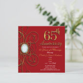 Invitation Diamant Rouge & Or 65 65e Anniversaire (Debout devant)