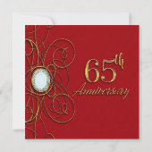 Invitation Diamant Rouge & Or 65 65e Anniversaire (Dos)