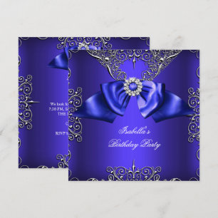Invitation Diamant Royal Bleu Violet Argent Élégant Anniversa