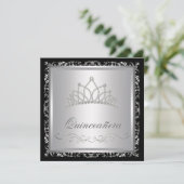 Invitation Diamant Tiara Black Damask Quinceanera (Debout devant)