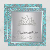 Invitation Diamant Tiara Turquoise bleu Damas Turquoise bleu (Devant / Derrière)