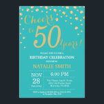 Invitation Diamant turquoise et Gold 50e anniversaire<br><div class="desc">50e anniversaire Invitation avec Arrière - plan diamant Parties scintillant Turquoise et or. Confetti d'or. Anniversaire adulte. Hommes ou Femmes Anniversaire. Pour plus de personnalisation,  cliquez sur le bouton "Customiser" et utilisez notre outil de conception pour modifier ce modèle.</div>