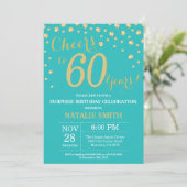 Invitation Diamant Turquoise et Gold Surprise 60e anniversair (Debout devant)