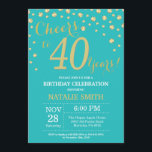 Invitation Diamant turquoise et or 40e anniversaire<br><div class="desc">Invitation de 40e anniversaire avec Arrière - plan diamant Parties scintillant Turquoise et or. Confetti d'or. Anniversaire adulte. Hommes ou Femmes Anniversaire. Pour plus de personnalisation,  cliquez sur le bouton "Customiser" et utilisez notre outil de conception pour modifier ce modèle.</div>