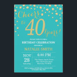 Invitation Diamant turquoise et or 40e anniversaire<br><div class="desc">Invitation de 40e anniversaire avec Arrière - plan diamant Parties scintillant Turquoise et or. Confetti d'or. Anniversaire adulte. Hommes ou Femmes Anniversaire. Pour plus de personnalisation,  cliquez sur le bouton "Customiser" et utilisez notre outil de conception pour modifier ce modèle.</div>