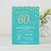 Invitation Diamant turquoise et or 60e anniversaire (Debout devant)