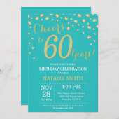 Invitation Diamant turquoise et or 60e anniversaire (Devant / Derrière)