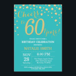 Invitation Diamant turquoise et or 60e anniversaire<br><div class="desc">Invitation 60e anniversaire avec Arrière - plan diamant Parties scintillant Turquoise et or. Confetti d'or. Anniversaire adulte. Hommes ou Femmes Anniversaire. Pour plus de personnalisation,  cliquez sur le bouton "Customiser" et utilisez notre outil de conception pour modifier ce modèle.</div>