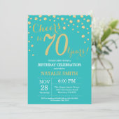 Invitation Diamant turquoise et or 70e anniversaire (Debout devant)