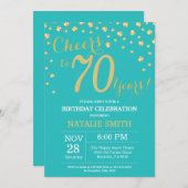Invitation Diamant turquoise et or 70e anniversaire (Devant / Derrière)