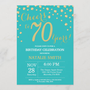 Invitation Diamant turquoise et or 70e anniversaire