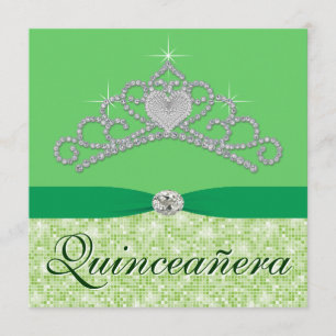 Invitation Diamant vert citron Tiara Green Quincenera