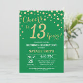 Invitation Diamant vert et or 13e anniversaire (Debout devant)