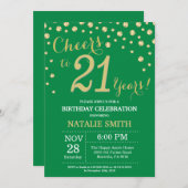 Invitation Diamant vert et or 21e anniversaire (Devant / Derrière)
