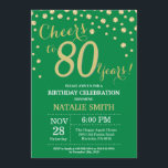 Invitation Diamant vert et or 80e anniversaire<br><div class="desc">Invitation de 80e anniversaire avec Arrière - plan diamant Parties scintillant verte et or. Confetti d'or. Anniversaire adulte. Hommes ou Femmes Anniversaire. Pour plus de personnalisation,  cliquez sur le bouton "Customiser" et utilisez notre outil de conception pour modifier ce modèle.</div>