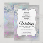 Invitation ~ Diamant Vintage Aquarelle Mariage gris argenté (Devant / Derrière)
